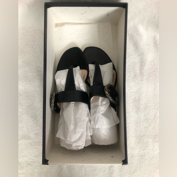 New! GUCCI Malaga Kid Dionysus Thong Sandals Size 35 Black - Picture 15 of 15